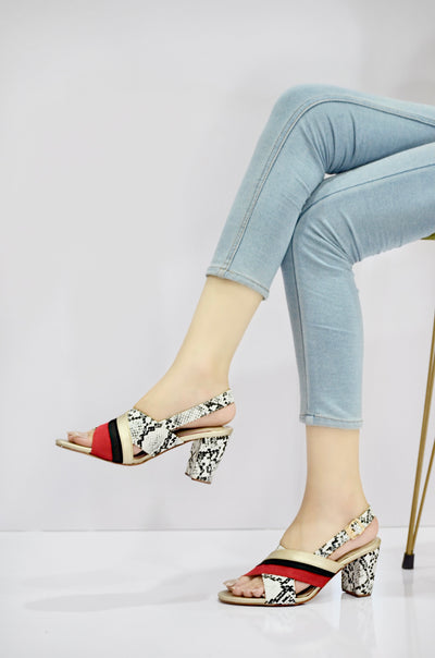 Chic Snake-Print Block Heels for Women