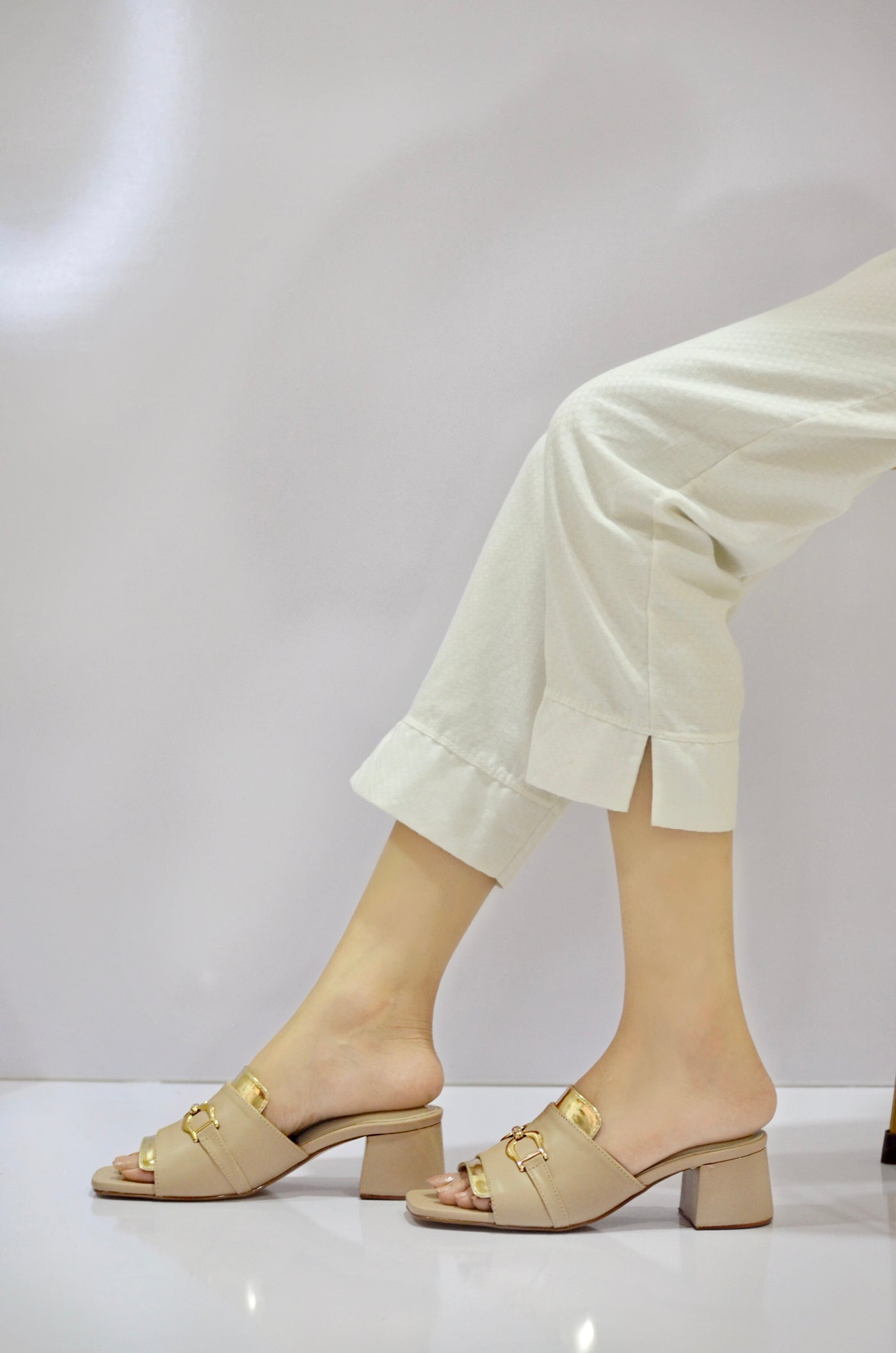 Graceful Beige Block Heels