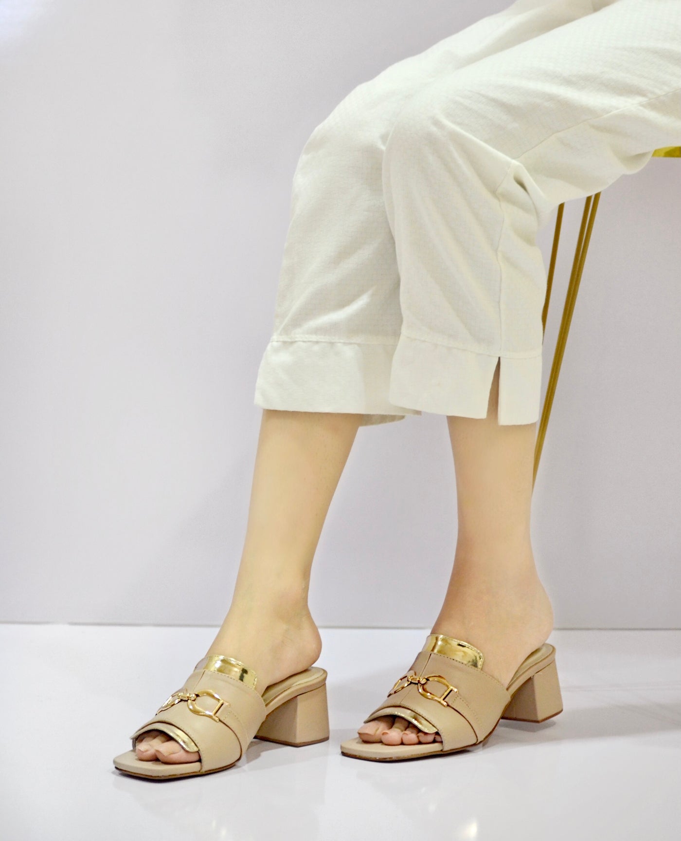 Graceful Beige Block Heels