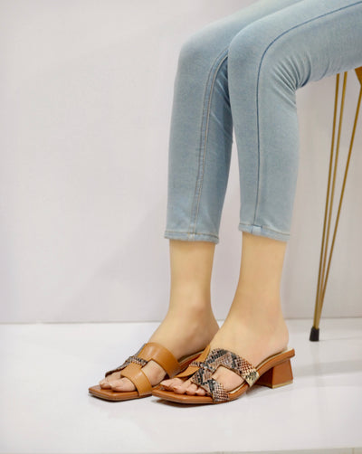 Elegance with Mustard Cross-Block Heel Sandals